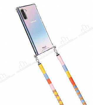 hippi Samsung Galaxy Note 10 Strawberry Örgü Yassı Askılı Ultra Koruma Telefon Kılıfı