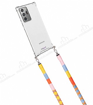 hippi Samsung Galaxy Note 20 Ultra Strawberry Örgü Yassı Askılı Ultra Koruma Telefon Kılıfı