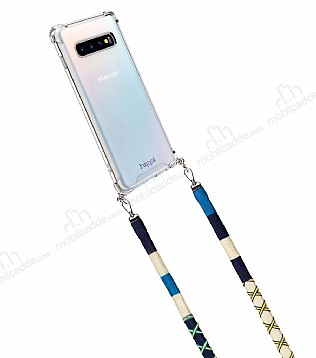 hippi Samsung Galaxy S10 Lemon Örgü Yassı Askılı Ultra Koruma Telefon Kılıfı