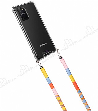 hippi Samsung Galaxy S10 Lite Strawberry Örgü Yassı Askılı Ultra Koruma Telefon Kılıfı