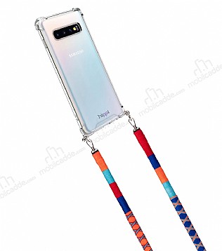 hippi Samsung Galaxy S10 Pomegranate Örgü Yassı Askılı Ultra Koruma Telefon Kılıfı