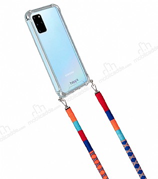 hippi Samsung Galaxy S20 Plus Pomegranate Örgü Yassı Askılı Ultra Koruma Telefon Kılıfı