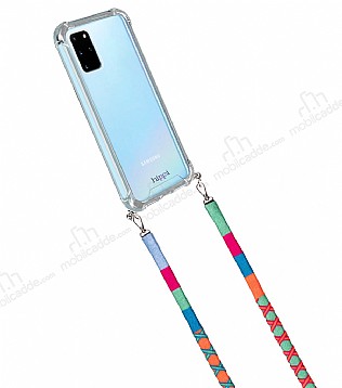 hippi Samsung Galaxy S20 Plus Raspberry Örgü Yassı Askılı Ultra Koruma Telefon Kılıfı