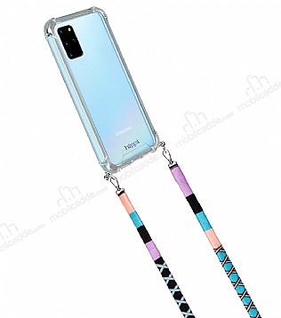 hippi Samsung Galaxy S20 Plus Waterflower Örgü Yassı Askılı Ultra Koruma Telefon Kılıfı