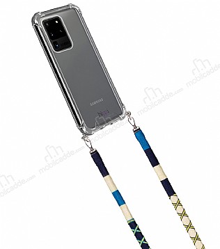hippi Samsung Galaxy S20 Ultra Lemon Örgü Yassı Askılı Ultra Koruma Telefon Kılıfı