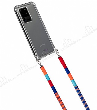 hippi Samsung Galaxy S20 Ultra Pomegranate Örgü Yassı Askılı Ultra Koruma Telefon Kılıfı