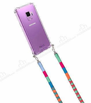 hippi Samsung Galaxy S9 Raspberry Örgü Yassı Askılı Ultra Koruma Telefon Kılıfı