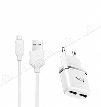 Hoco C12 Micro USB Yksek Kapasiteli Beyaz arj Aleti