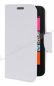 Nokia Lumia 530 Standl Czdanl Beyaz Deri Klf