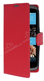 HTC Desire 526 Czdanl Yan Kapakl Krmz Deri Klf