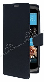 HTC Desire 526 Czdanl Yan Kapakl Siyah Deri Klf