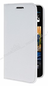 HTC Desire 616 Gizli Mknatsl Standl Beyaz Deri Klf