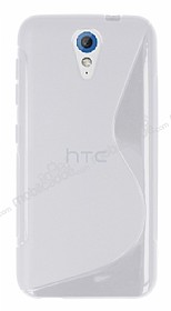 HTC Desire 620 Desenli effaf Beyaz Silikon Klf