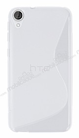 HTC Desire 820 Desenli effaf Beyaz Silikon Klf