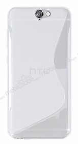 HTC One A9 Desenli effaf Beyaz Silikon Klf