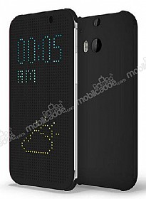Eiroo HTC One M8 Dot View Uyku Modlu nce Yan Kapakl Siyah Klf