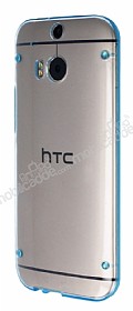 HTC One M8 Mavi Silikon Kenarl effaf Rubber Klf