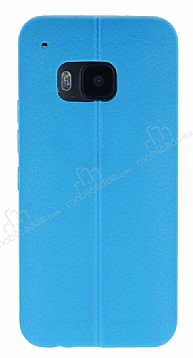 HTC One M9 Deri Desenli Ultra nce Mavi Silikon Klf
