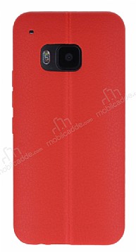 HTC One M9 Deri Desenli Ultra nce Krmz Silikon Klf