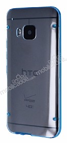 HTC One M9 Mavi Silikon Kenarl effaf Rubber Klf