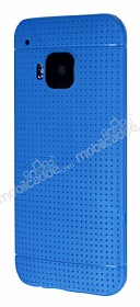 HTC One M9 Nokta Desenli Mat Mavi Silikon Klf