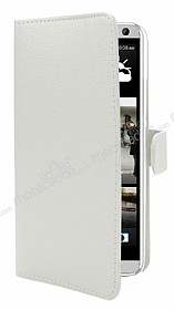 HTC One Max Czdanl Yan Kapakl Beyaz Deri Klf