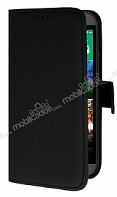 HTC One mini 2 Czdanl Yan Kapakl Siyah Deri Klf