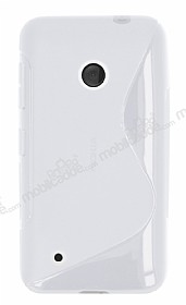 Nokia Lumia 530 Desenli effaf Beyaz Silikon Klf