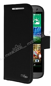 Eiroo HTC One mini 2 Standl Czdanl Siyah Deri Klf