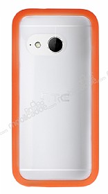 HTC One mini 2 Turuncu Silikon Kenarl effaf Rubber Klf