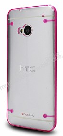 HTC One Pembe eritli effaf Rubber Klf