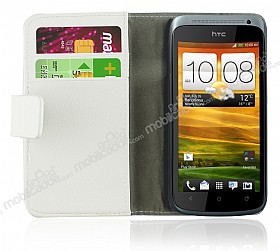 HTC One S Standl Czdanl Beyaz Deri Klf