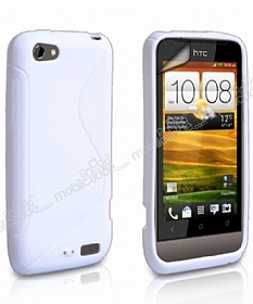 HTC One V Desenli Beyaz Silikon Klf