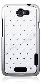 HTC One X Ekose Tal Beyaz Sert Rubber Klf