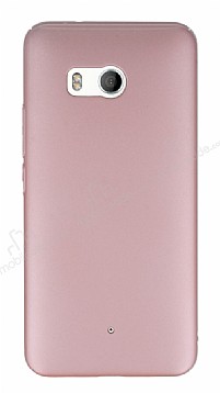 HTC U11 Tam Kenar Koruma Rose Gold Rubber Klf