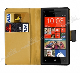 HTC Windows Phone 8X Siyah Yan Czdanl Klf