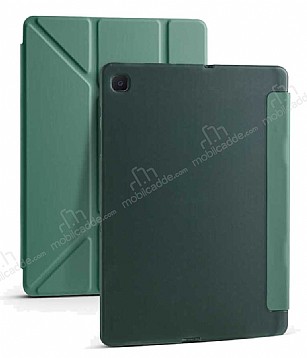 Eiroo Fold Samsung Galaxy Tab A7 10.4 (2020) Kalemlikli Standl Koyu Yeil Klf