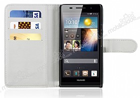 Huawei Ascend P6 Czdanl Beyaz Deri Klf