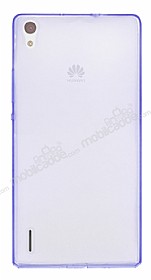 Huawei Ascend P7 Mor Silikon Kenarl Kristal Klf