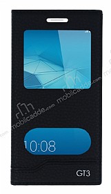 Huawei GT3 Gizli Mknatsl Pencereli Siyah Deri Klf