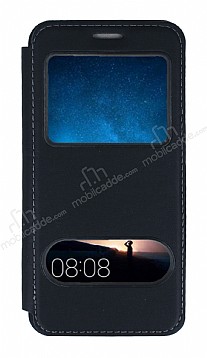 Huawei Mate 10 Lite ift Pencereli Kapakl Siyah Klf