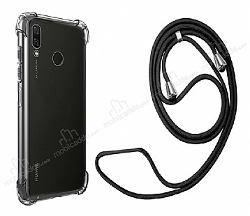 Huawei P Smart 2019 Siyah Askl effaf Silikon Klf