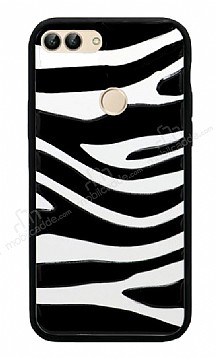 Huawei P Smart Zebra Desenli Siyah Kenarl Silikon Klf