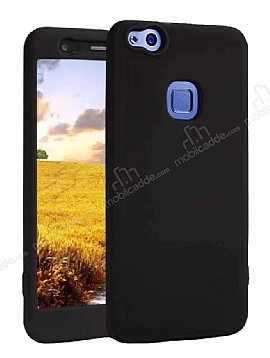 Huawei P10 Lite 360 Derece Koruma Likit Siyah Silikon Klf