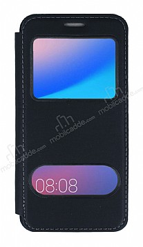 Huawei P20 Lite ift Pencereli Kapakl Siyah Klf