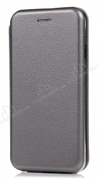 Huawei P20 Lite Curve Manyetik Kapakl Silver Deri Klf