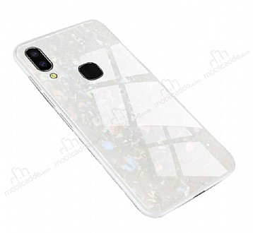 Huawei P20 Lite Desenli Silikon Kenarl Beyaz Rubber Klf