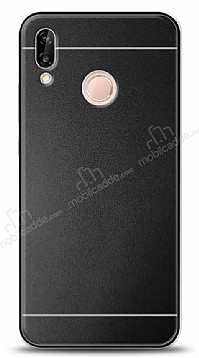 Huawei P20 Lite Metal Siyah eritli Rubber Klf