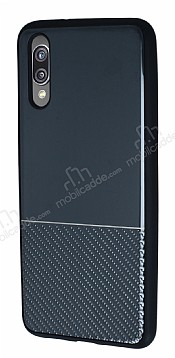 Huawei P20 Silikon Kenarl Aynal Metal Siyah Klf