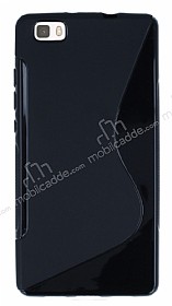 Huawei P8 Lite Desenli Siyah Silikon Klf